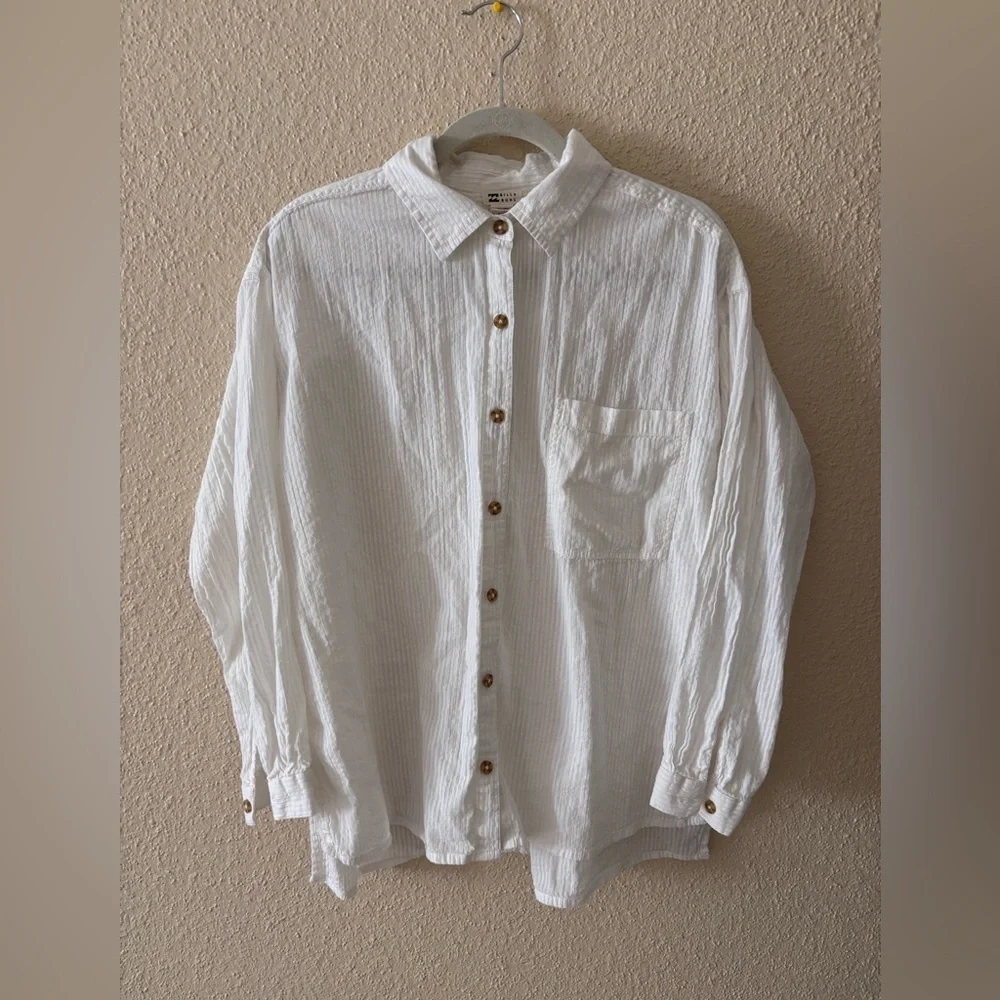 Billabong Right On Woven Seersucker Top Button Down L - Picture 3 of 8